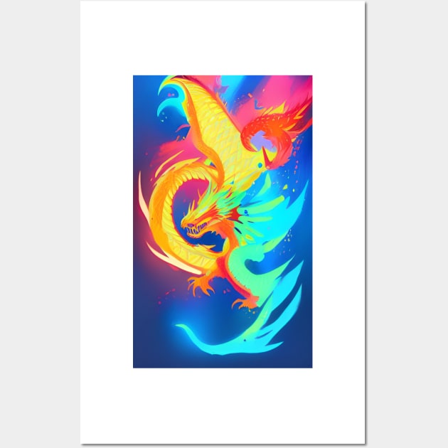 Colorful Hippie Popculture Beautiful Dragon Wall Art by ShopSunday